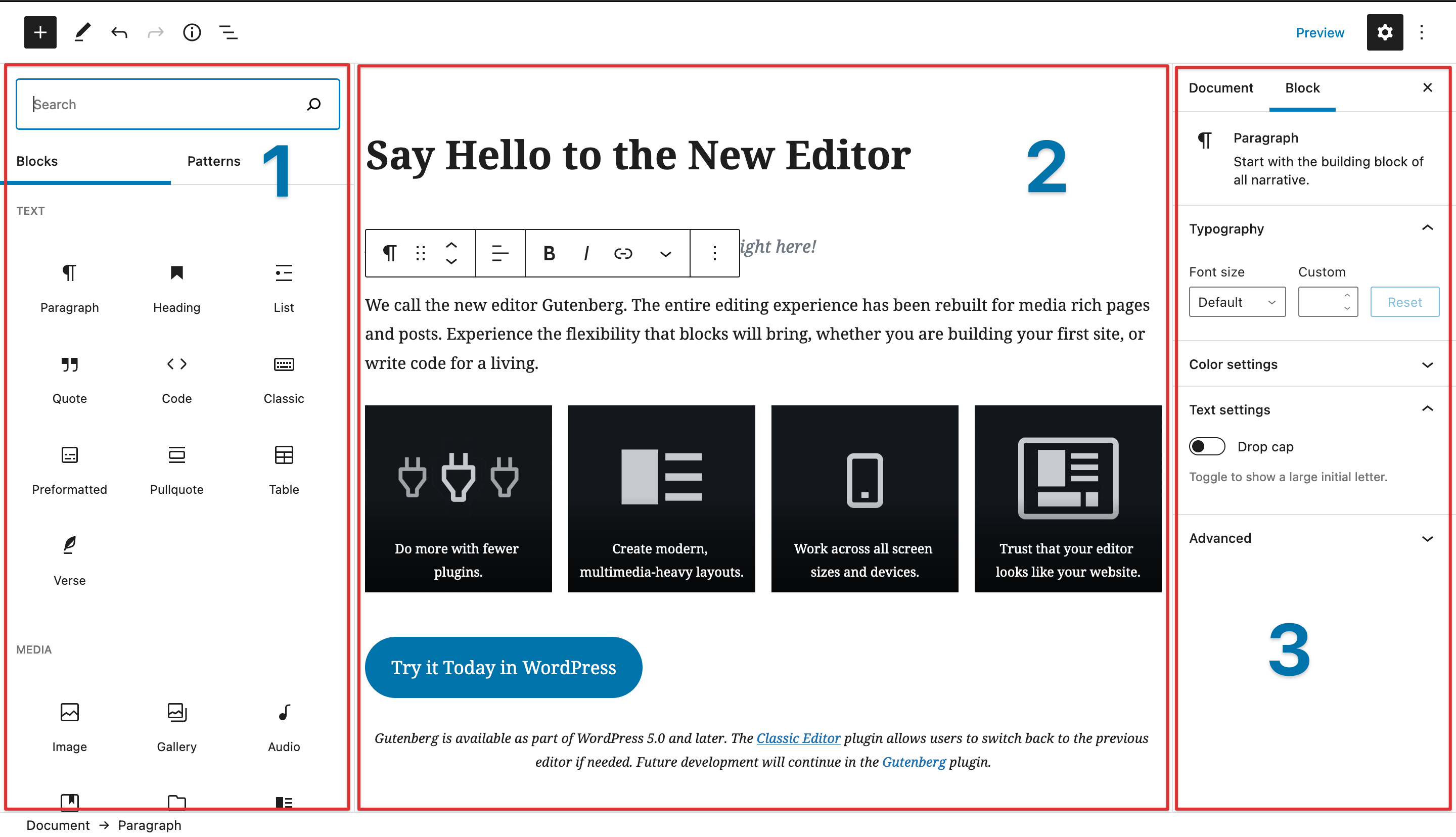 Gutenberg editor