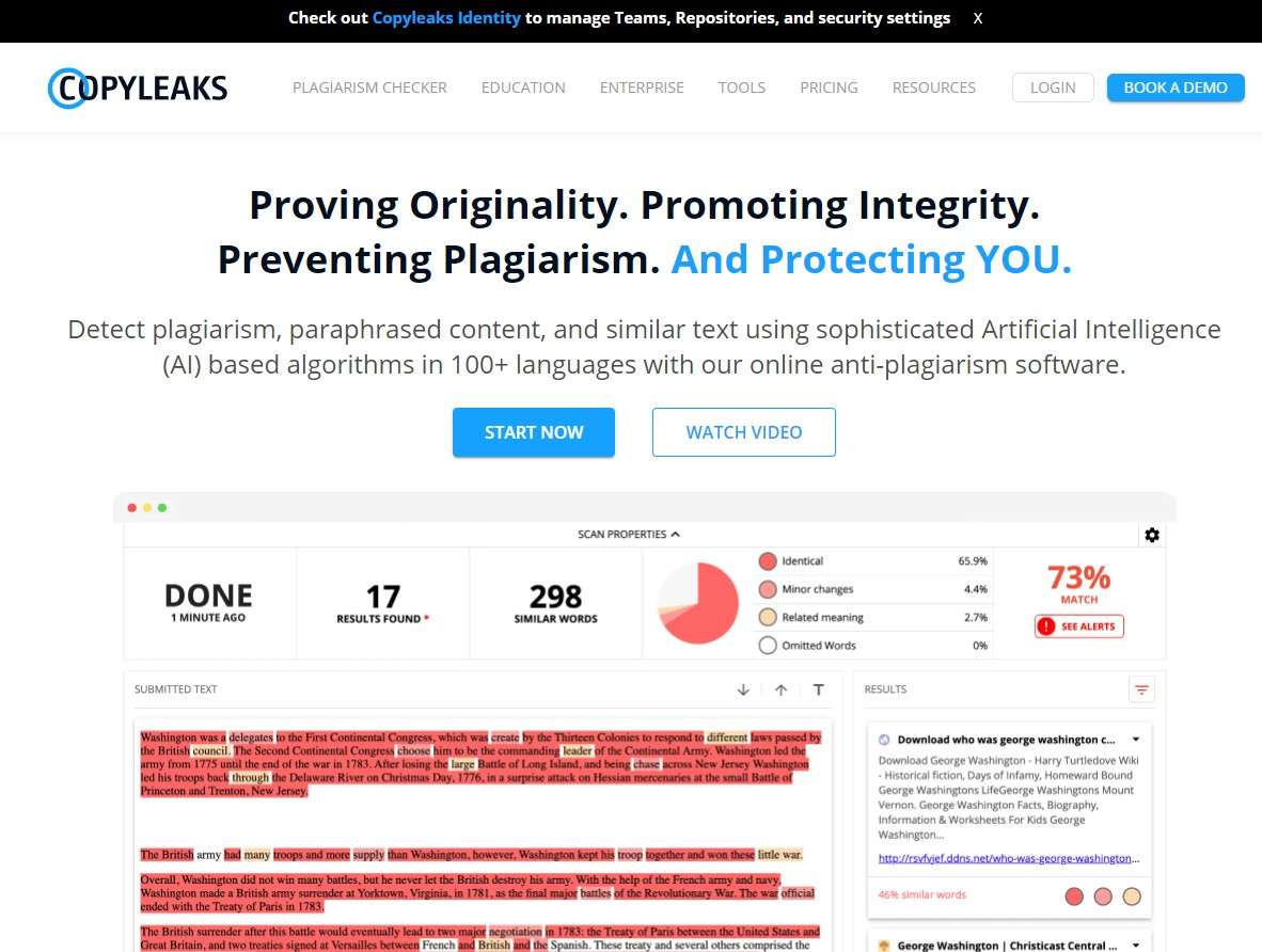 网站内容创作查重神奇Copyleaks,帮你快速检测文章的原创度!