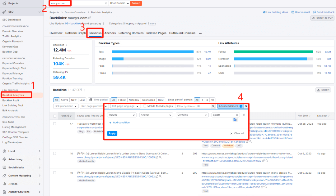 Semrush | 快速找到竞品的联盟营销合作网站