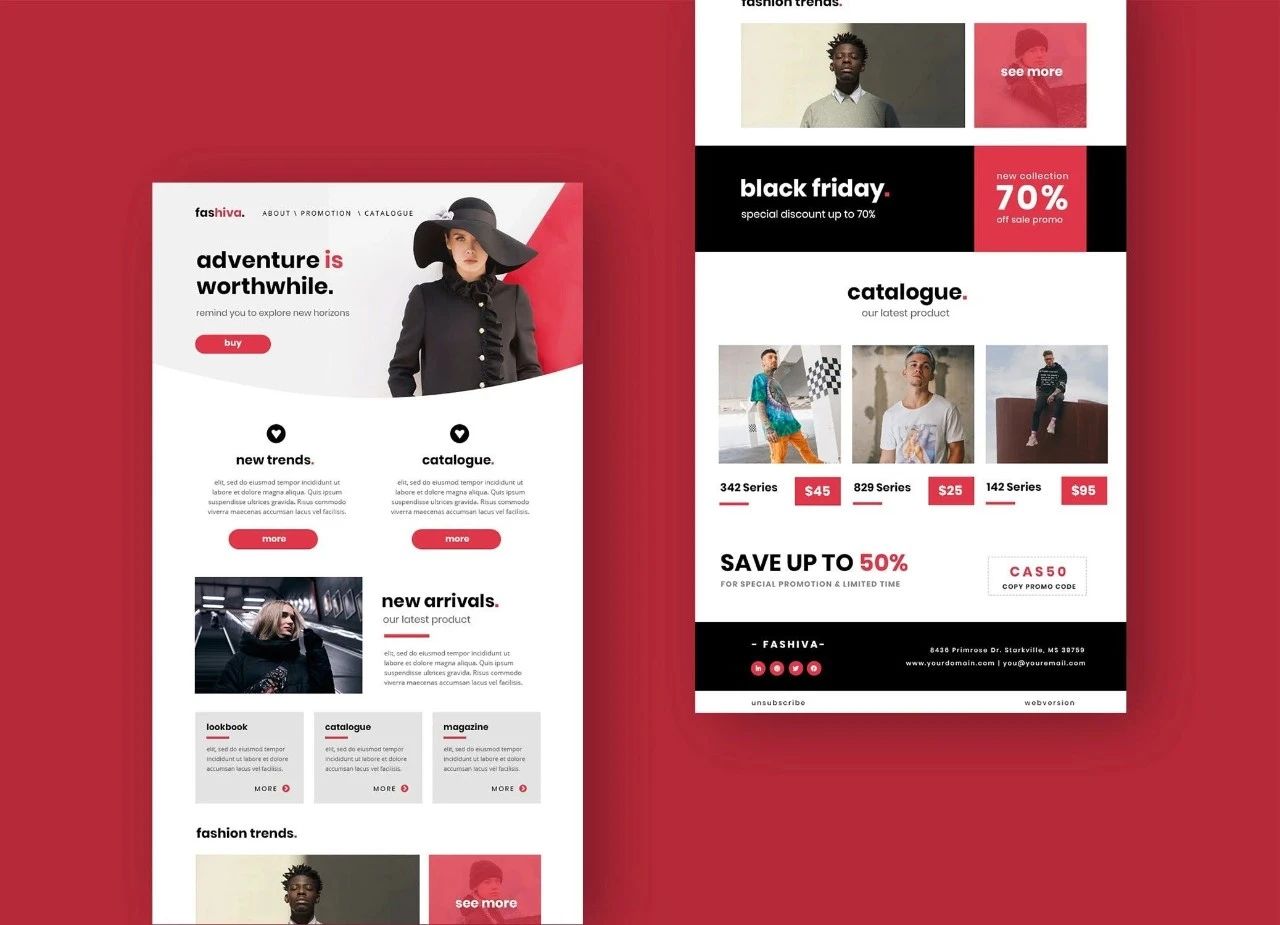 服装品牌推广EDM邮件营销模板Business Email Newsletter UI Template - 蚂蚁图库