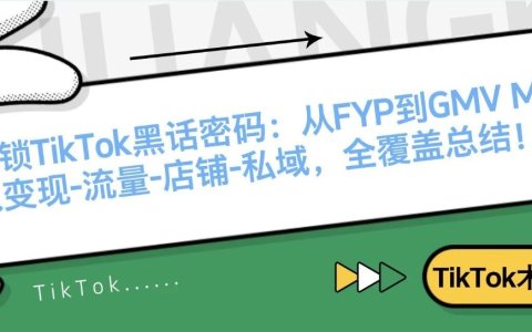 解锁TikTok黑话密码：从FYP到GMV Max，从变现-流量-店铺-私域，全覆盖总结！