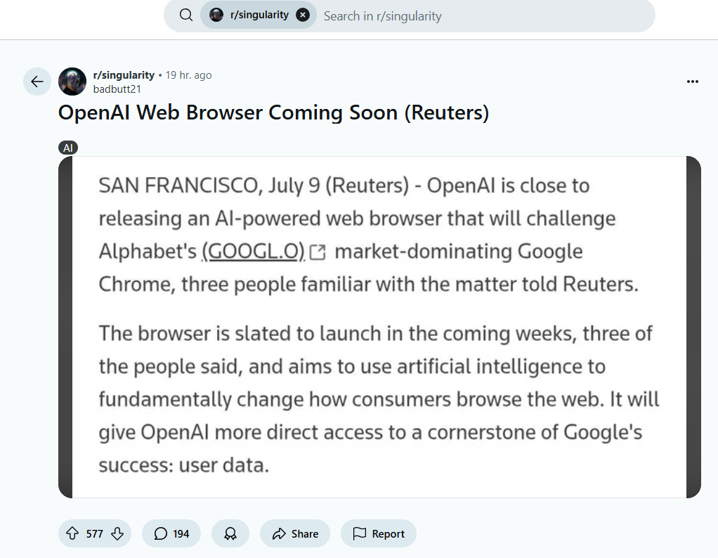 Google搜索被AI抢占,Chrome也危险了,OpenAI、Perplexity 都推出浏览器