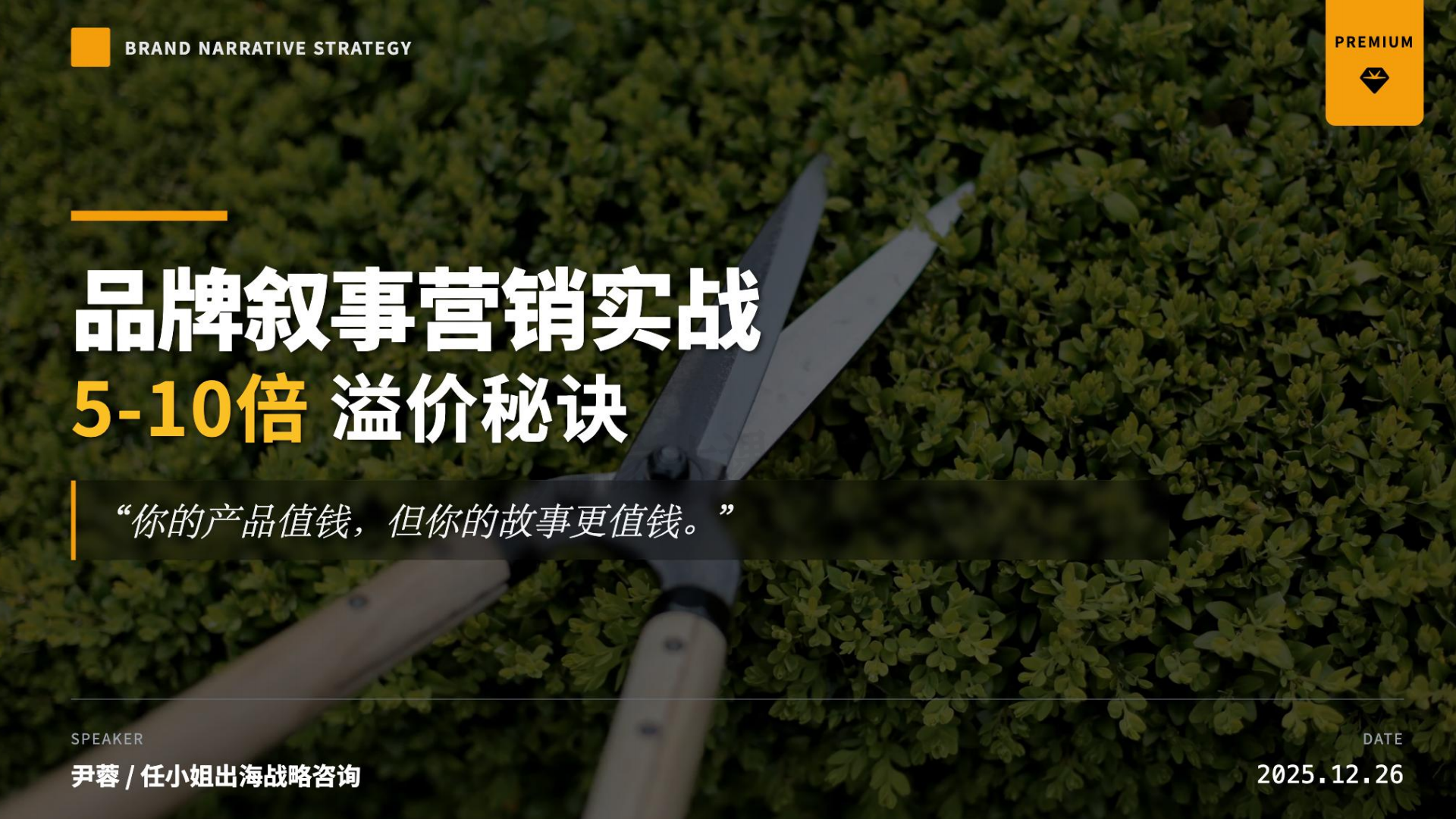 品牌叙事营销实战5-10倍溢价秘诀