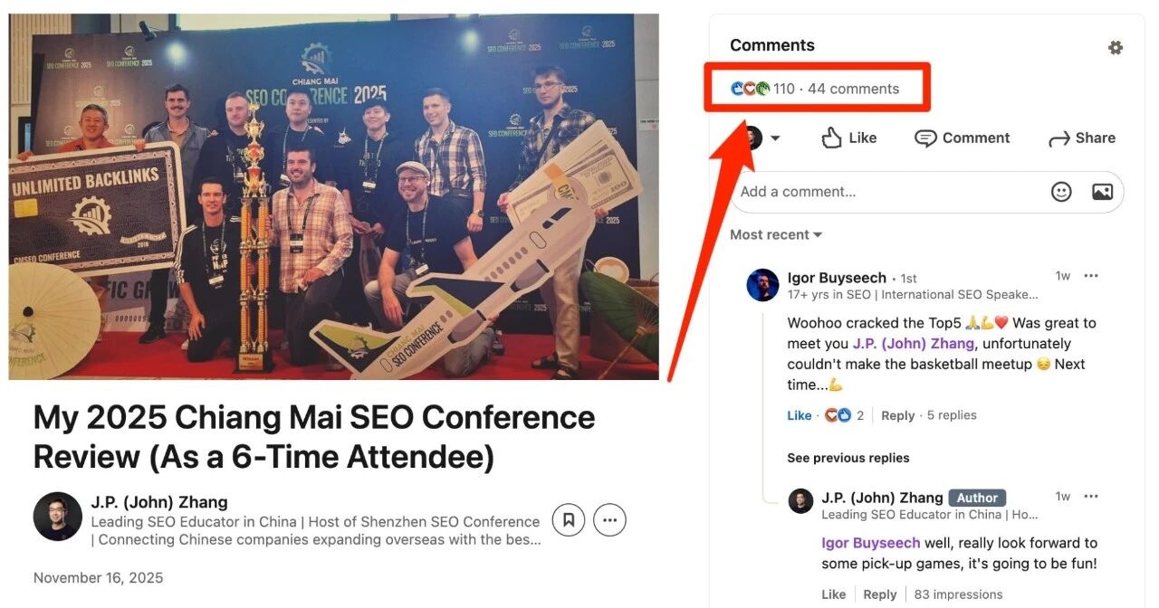 我是如何用一篇 LinkedIn 文章,在海外 SEO 圈实现“一石多鸟”的?