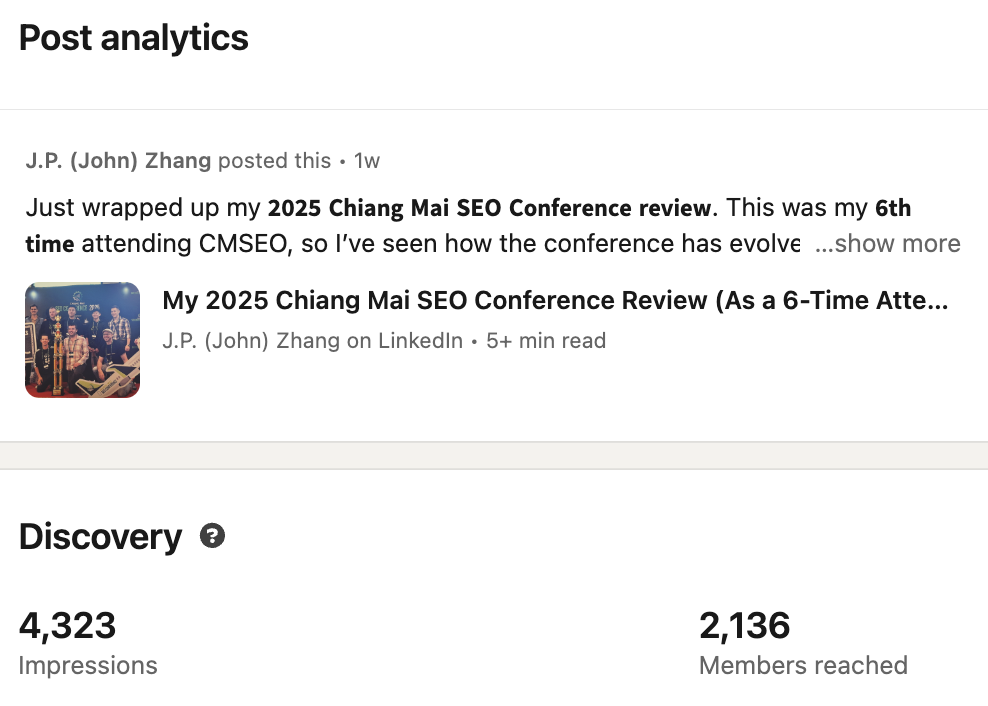 我是如何用一篇 LinkedIn 文章，在海外 SEO 圈实现“一石多鸟”的？