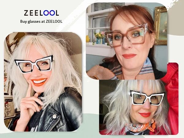 Amazon.com: Zeelool Fashion Cat Eye Glasses for Women with Non-prescription Clear Lens Alva JGA256766-01 White : Health & Household