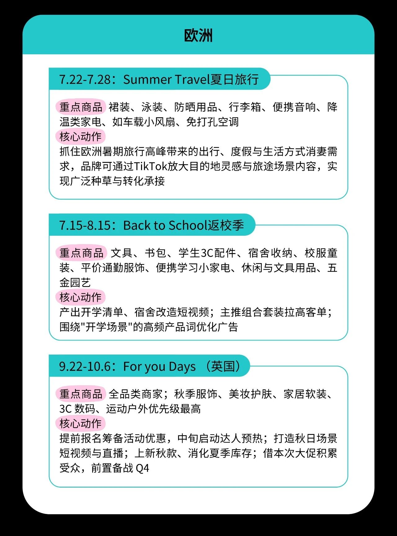 2026年Q3TikTok出海营销日历