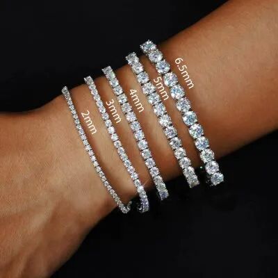 2mm/3mm/4mm/5mm/6.5mm 925 Silver & VVS1 Moissanite Tennis Bracelet