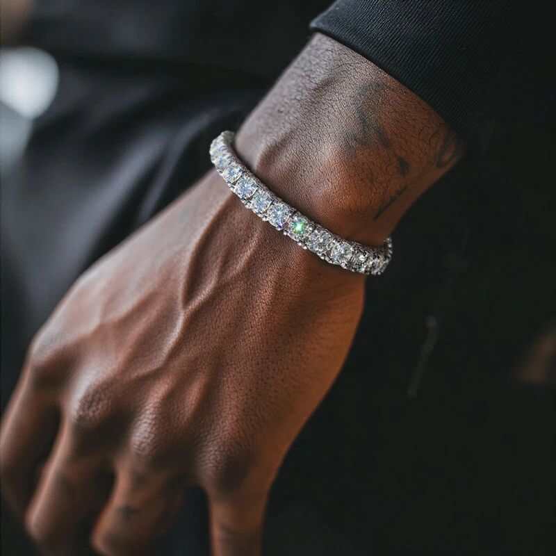10mm Iced Out Side with Diamonds Tennis Bracelet